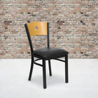 Flash Furniture HERCULES Series Black Circle Back Metal Restaurant Chair - Natural Wood Back, Black Vinyl Seat - 2 Pack-Welded Joint Assembly
