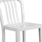 Flash Furniture 24" High White Metal Indoor-Outdoor Counter Height Stool with Vertical Slat Back-Galvanized Steel Construction