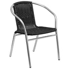 Flash Furniture 27.5'' Square Aluminum Indoor-Outdoor Table with 2 Black Rattan Chairs (TLH-ALUM-28SQ-020BKCHR2-GG)-ANSI BIFMA Certified
