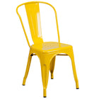 Flash Furniture – Chaise empilable d’intérieur et d’extérieur, métal, jaune fini poudré (CH31230YL)-Capacité de 500 lb