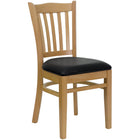 Flash Furniture HERCULES Series Vertical Slat Back Natural Wood Restaurant Chair - Black Vinyl Seat-800 lb. Weight Capacity