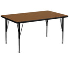 Flash Furniture 36''W x 72''L Rectangle Activity Table with 1.25'' High Pressure Top and Height Adjustable Pre-School Legs, Oak-Oak Laminate
