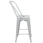 Flash Furniture 24" High Silver Metal Indoor-Outdoor Counter Height Stool with Back-Stacks up to 8 Chairs High