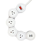 Globe 6' Flexigon 4-Outlet Surge Protector Power Strip, 2x USB Ports, White-4 grounded outlets and 2 usb ports