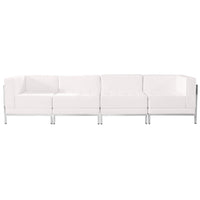 Flash Furniture HERCULES Imagination Series Melrose LeatherSoft 4 Piece Lounge Set - White-Contemporary Reception Set