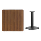 Flash Furniture 36" Square Walnut Laminate Table Top with 24" Round Table Height Base-Walnut Laminate Top