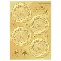Trend Enterprises Award Seals Stickers, Congratulations, Gold, 192 Pack (T-74011)-Size: 2"(Dia)