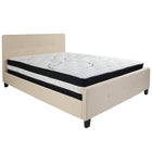 Flash Furniture Tribeca Queen Size Tufted Upholstered Platform Bed in Beige Fabric with Pocket Spring Mattress-Bed