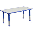 Flash Furniture 23.625"W x 47.25"L Rectangular Blue Plastic Height Adjustable Activity Table with Grey Top-Popular Rectangular Activity Table