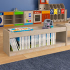 Flash Furniture Bright Beginnings Commercial Grade Modular Wooden Classroom Open Storage with Upper Shelf w/Raised Edges-Natural-Quick and Easy Assembly with Included Materials