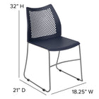 Flash Furniture HERCULES Series Stack Chair with Air-Vent Back and Grey Powder Coated Sled Base - Navy - 5 Pack-Designed for Commercial Use