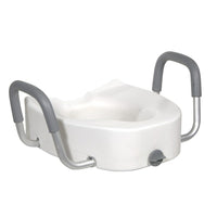 Drive Medical Raised Toilet Seat with Rail-White, Plastic