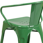 Flash Furniture Commercial Grade Green Metal Indoor-Outdoor Chair with Arms-Green Powder Coated Frame Finish
