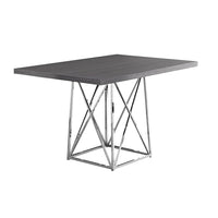 Monarch Specialties 1059 Dining Table - 36"X 48"/Grey/Chrome Metal-GREY, CHROME METAL