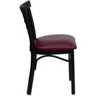 Flash Furniture HERCULES Series Black Three-Slat Ladder Back Metal Restaurant Chair - Burgundy Vinyl Seat-Ladder Back Design