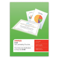 Staples HeatSeal Laminating Pouches, Letter Size, 3 mil, 100 Pack-Letter-sized laminating pouches for document protection