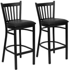 Flash Furniture HERCULES Series Black Vertical Back Metal Restaurant Barstool - Black Vinyl Seat - 2 Pack-Vertical Back Design