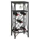 Monarch Specialties 3347 Home Bar - 4Black Metal Wine Bottle And Glass Rack-16.25"L x 12.5"W x 40.5"H