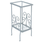 Monarch Specialties 3158 Accent Table - 30"H/Silver Metal With Tempered Glass-30"H x 16"W x 12"D