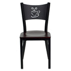 Flash Furniture HERCULES Series Black Coffee Back Metal Restaurant Chair - Mahogany Wood Seat - 2 Pack-Set of 2 Metal Dining Chairs