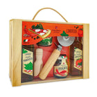 Collitali Italian Pizza In The Box Gift Set-This carefully curated gift set contains a selection of premium Italian ingredients and tools including Oregano leaves (7.5g), Crushed chilli pepper (18g), Extra virgin olive oil with oregano, Tomato and black olive flavouring (100ml), Extra virgin olive oil with basil and tomato flavouring (100ml), Cutter wheel, Wooden accessory for spices.