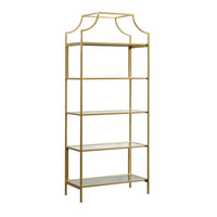 Sauder International Lux Bookcase - 5 shelves - 70.87" H - Satin Gold (421434)-Standard - Satin Gold - Metal, Glass