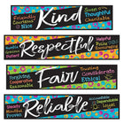 TREND enterprises Inc. Harmony Character Traits Mini Bulletin Board Set - 6 Pack-Set of diecut decorative paper strips with motivational messages