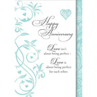Millbrook Studios 5-3/8" x 7-3/4" Happy Anniversary Love isn't About Being Perfect Greeting Cards and Envelopes, 18 Pack (06617)-Printed on uncoated card stock