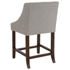 Flash Furniture Carmel 24"H Transitional Walnut Counter Height Stool with Accent Nail Trim - Light Grey Fabric - 2 Pack-Solid Back Design