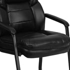 Flash Furniture Black Leather Executive Side Reception Chair with Lumbar Support & Sled Base-Built-In Lumbar Support