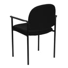 Flash Furniture Fabric Stackable Steel Side Chair with Arms, Black-Integrated Curved Nylon Arms