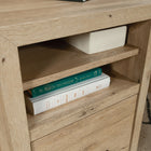 Sauder 58"W Pacific View L-Desk - Prime Oak- Quick and easy assembly with T-lock drawer system and slide-on moldings