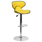 Flash Furniture Contemporary Cozy Mid-Back Yellow Vinyl Adjustable Height Barstool with Chrome Base-Mid-Back Design
