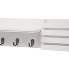 Sydney Wall Shelf & Mail Holder, 24"L x 4.25"D x 6"H, 3 Metal Hooks, White (FN00377-5INT)-Design: the floating shelf features elegant, farmhouse design that will not only be a functional piece but will bring your home decor to the next level