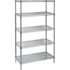 Kleton Heavy-Duty Chromate Wire Shelving, 5 Tiers, 48" W x 74" H x 14" D-Depth: 14"