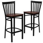 Flash Furniture HERCULES Series Black School House Back Metal Restaurant Barstool - Cherry Wood Seat - 2 Pack-School House Back Design
