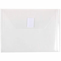 JAM Paper Plastic Envelopes with Hook & Loop Closure - Index Booklet - 5.5" x 7.5" - Clear - 12 Pack -Colour: Clear