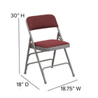 Flash Furniture HERCULES Series Curved Triple Braced & Double-Hinged Burgundy Patterned Fabric Metal Folding Chair-Riveted Steel Components