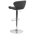 Flash Furniture Contemporary Charcoal Fabric Adjustable Height Barstool with Curved Back & Chrome Base-Exposed Embellished Stitching