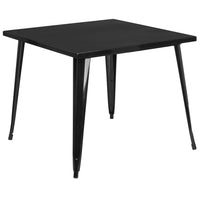 Flash Furniture 35.5" Square Black Metal Indoor-Outdoor Table-Metal Cafe Table