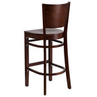 Flash Furniture Lacey Series Solid Back Wood Restaurant Barstool - Walnut-.625" Thick Beechwood Seat