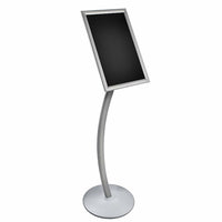 Azar Displays Frame Floor Display on Curved Stand, 11" x 17" (300237-SLV)-Back Loading Floor Display