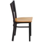 Flash Furniture HERCULES Series Black Coffee Back Metal Restaurant Chair - Natural Wood Seat - 2 Pack-Natural Finished Wood Seat