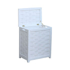 Oceanstar RHV0103W Rectangular Veneer Laundry Wood Hamper with Interior Bag, White-Laundry hamper is lined with a canvas bag