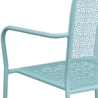 Flash Furniture Sky Blue Indoor-Outdoor Steel Patio Arm Chair with Square Back-Sky Blue Powder Coat Finish