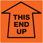SPC This End Up with Arrows Label - 2" x 2" - Black on Fluorescent Red - 500 Pack-Label Description "This End Up" 