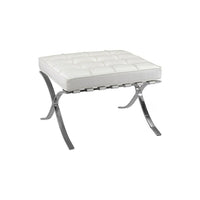 Nicer Furniture Pavilion Ottoman - White-Upholstered in 100% Genuine Leather front, leather match back- very soft and supple