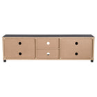CorLiving LFF-101-B Fremont Grey TV Bench with Glass Cabinets for TVs up to 95"-Enclosed adjustable shelf on each side for customizable storage needs