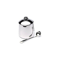 Frieling 18/10 Polished, Stainless Steel Sugar Bowl And Spoon (#0106)-Mirror finish 18/10 stainless steel sugar bowl and spoon set with brushed stainless interior; 10-ounce capacity bowl