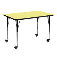 Flash Furniture Mobile 30"W x 48"L Rectangular Thermal Laminate Activity Table - Yellow-Popular Rectangular Activity Table
